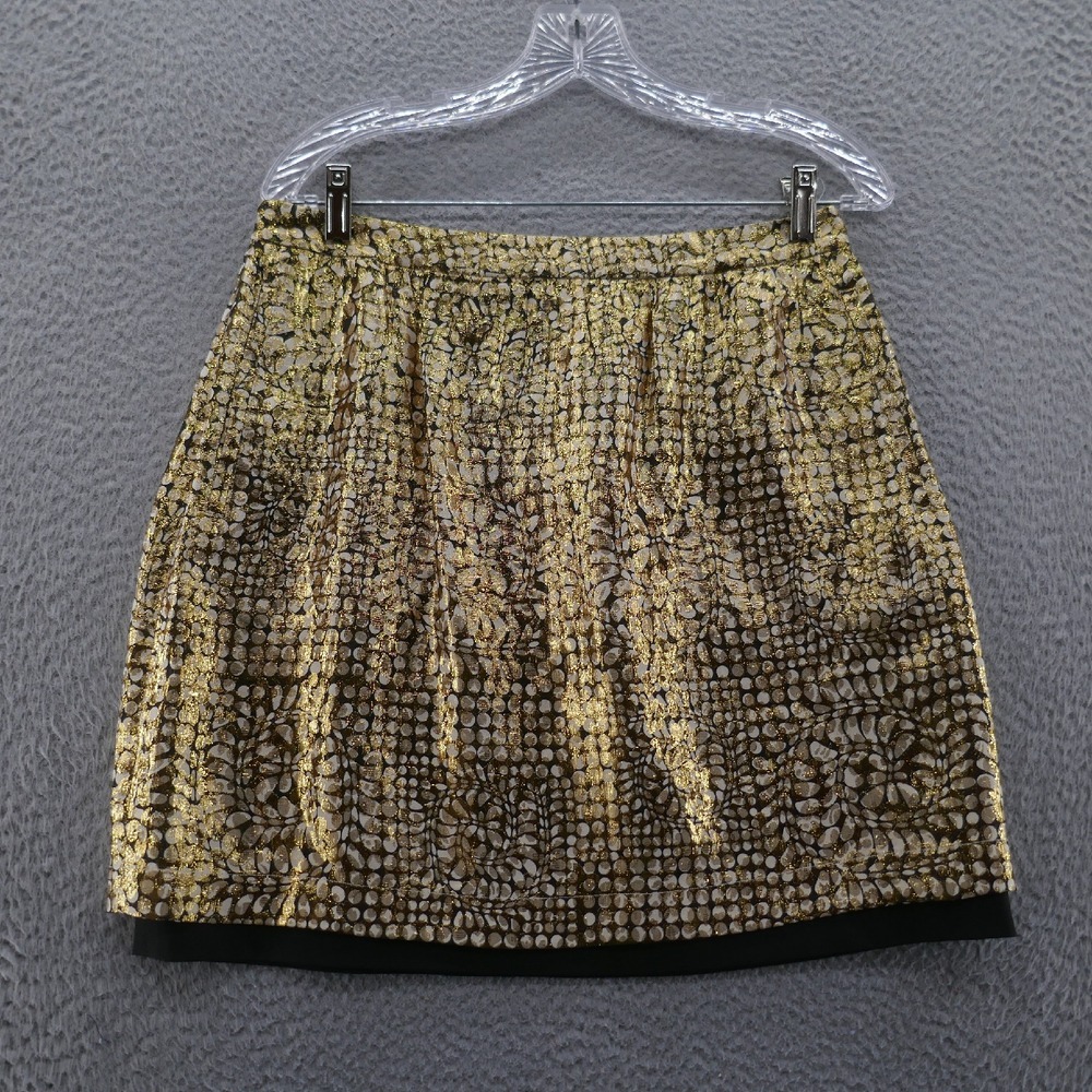 Brooklyn Industries Womens Silk Mini Skirt Size 6‎ Gold Metallic Party 80s Retro